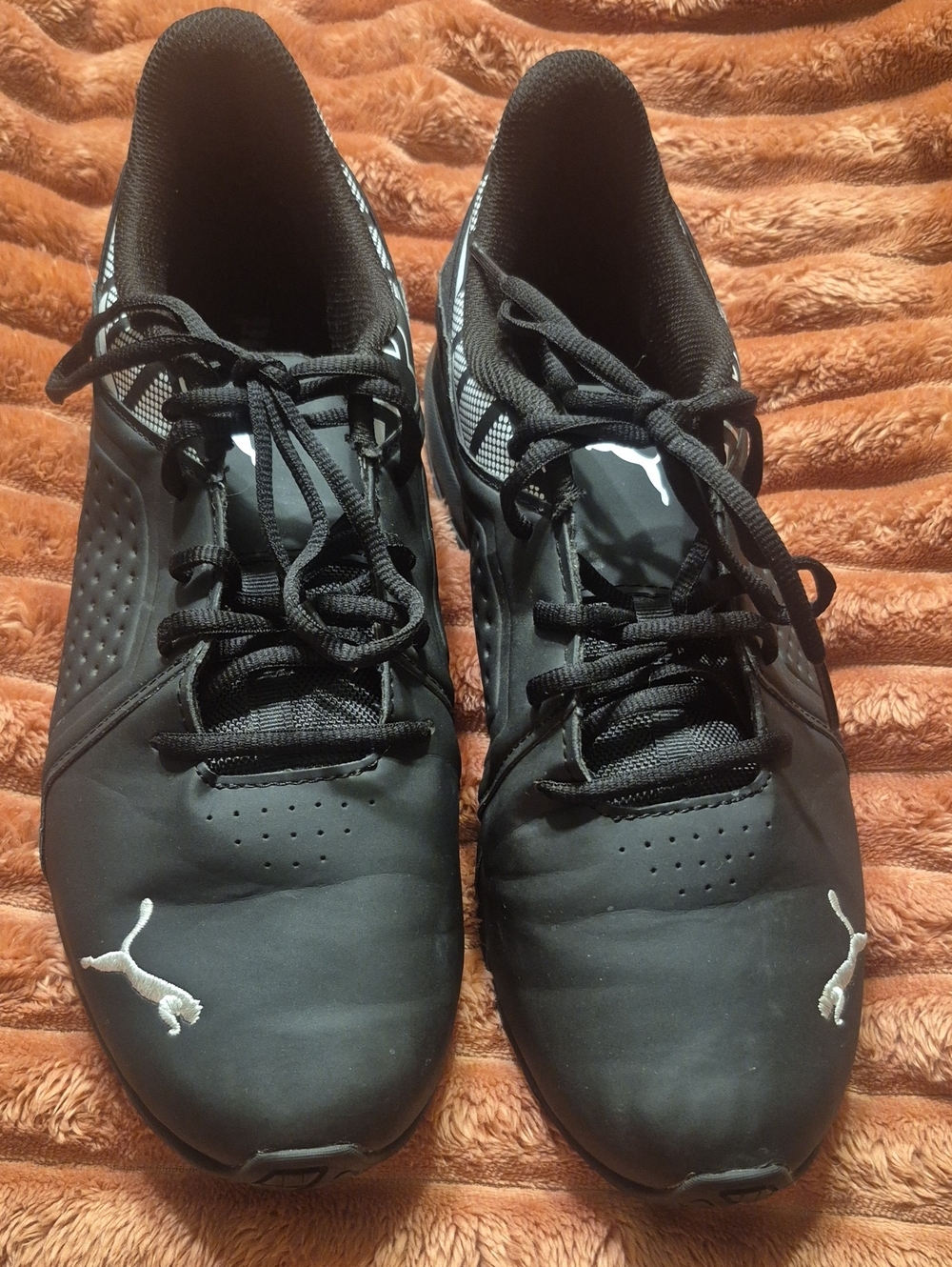 Puma Black Athletic Lace-Up Sneakers with White Logos